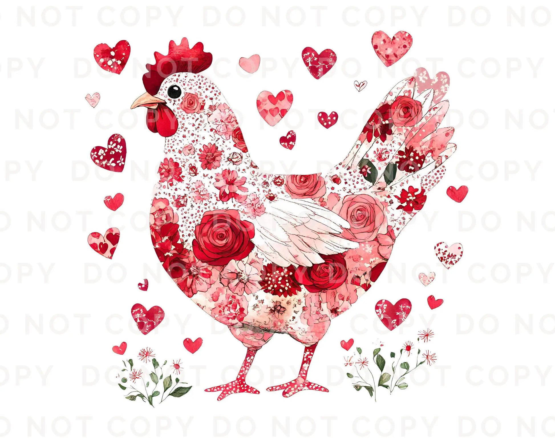 Valentine's Day DTF Transfers, Ready to Press, T-shirt Transfers, Heat Transfer, Direct to Film, Western, Love, Country, Floral Chicken