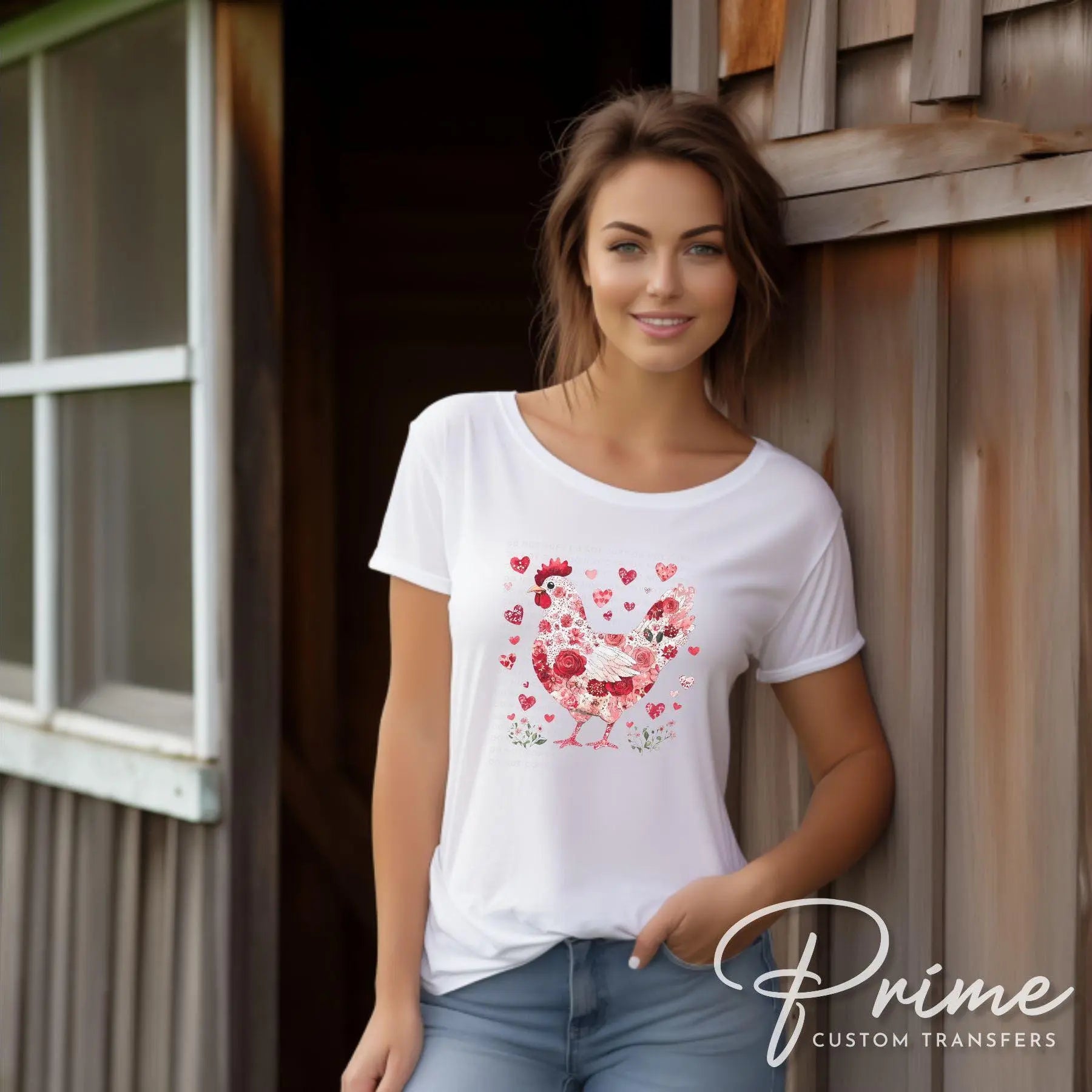 Valentine's Day DTF Transfers, Ready to Press, T-shirt Transfers, Heat Transfer, Direct to Film, Western, Love, Country, Floral Chicken