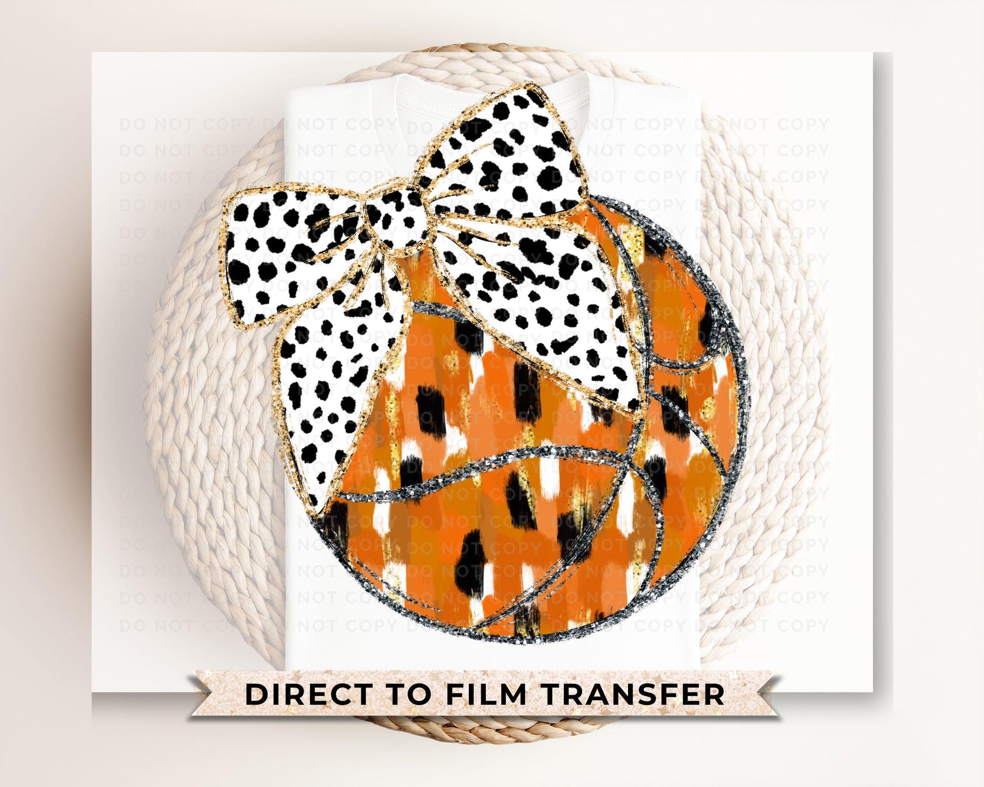 Basketball DTF Transfers, Ready to Press, T-shirt Transfers, Heat Transfer, Direct to Film, Sports Mom, Brushstroke, Coquette Black Glitter