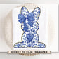 Blue Floral Bow DTF Transfer, Ready to Press, T-shirt Transfer, Heat Transfer, Direct to Film, Trendy, Preppy Coquette Toile Chinoiserie Bow
