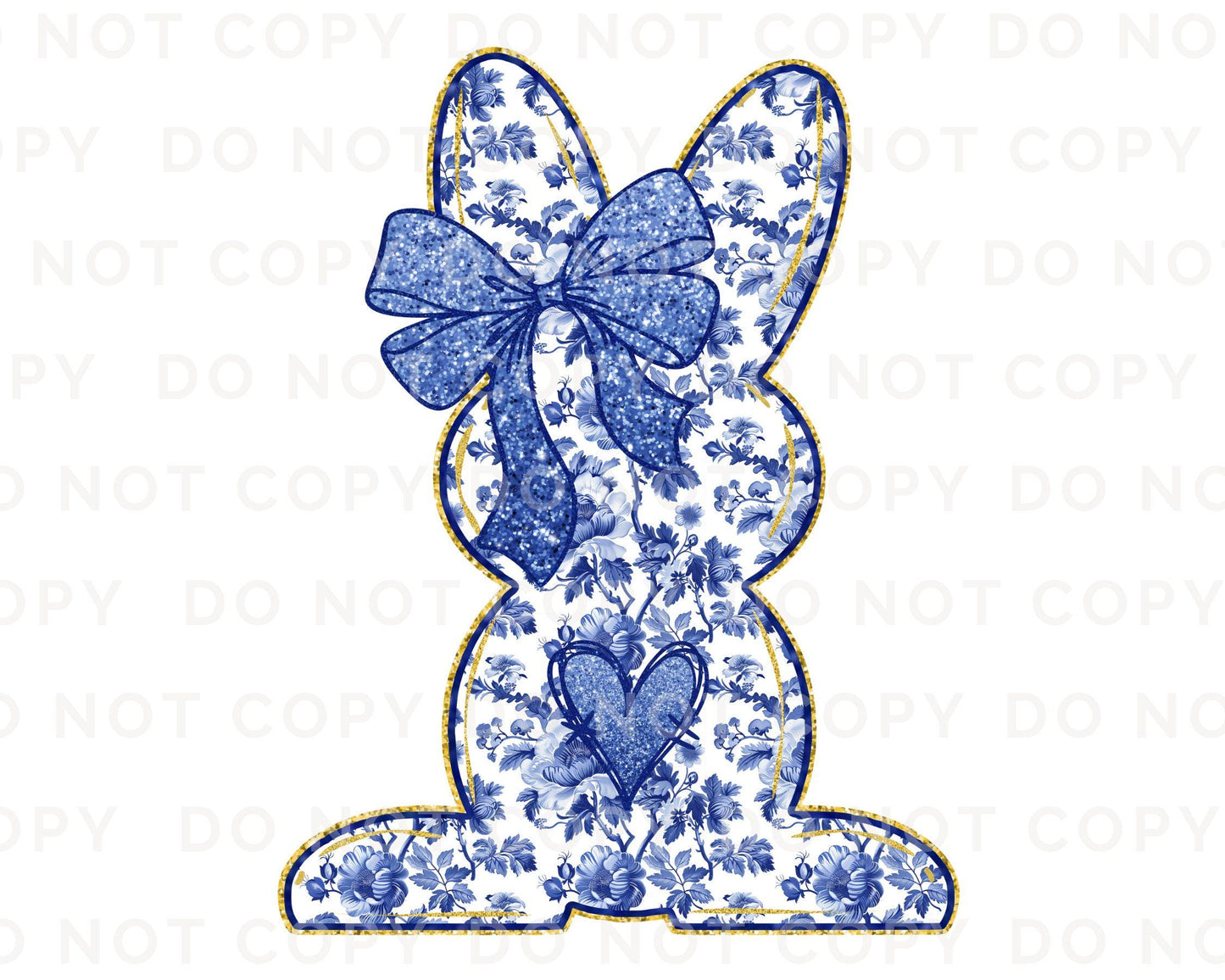 Blue Floral Bow DTF Transfer, Ready to Press, T-shirt Transfer, Heat Transfer, Direct to Film, Trendy, Preppy Coquette Toile Chinoiserie Bow