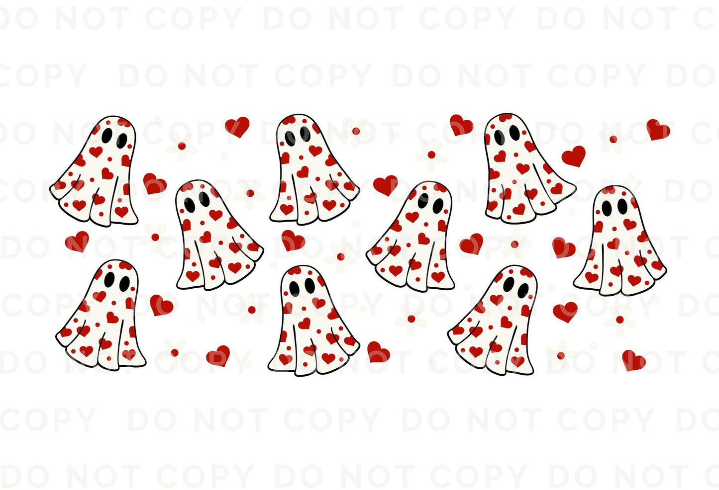 Valentine's Day UV DTF Libbey 16oz Cup Wrap Sticker, Ready to Apply, No Heat, Permanent Adhesive, Waterproof, Glass Can, Heart Ghosties