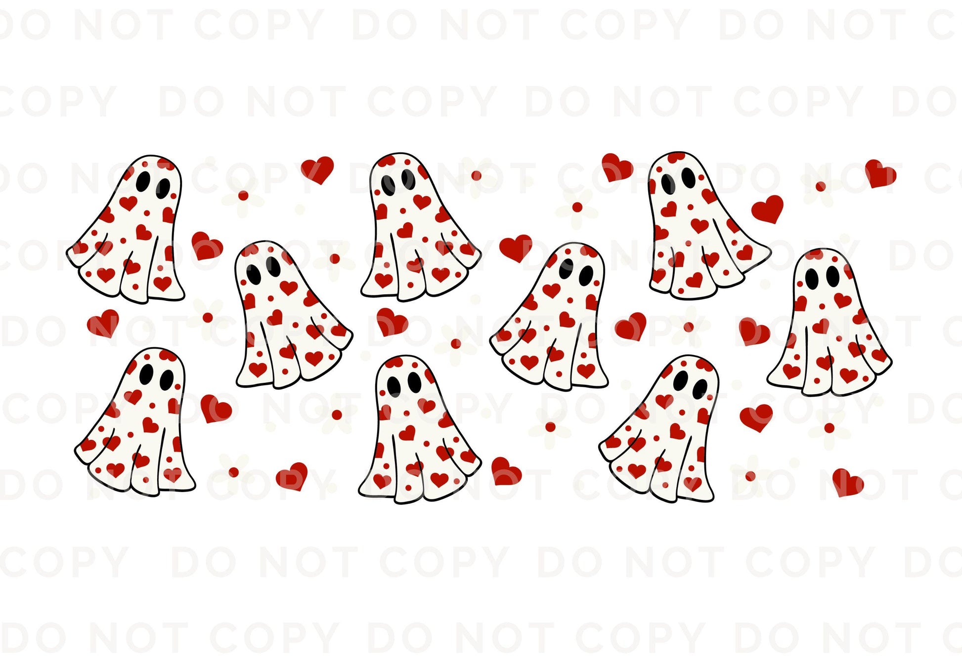 Valentine's Day UV DTF Libbey 16oz Cup Wrap Sticker, Ready to Apply, No Heat, Permanent Adhesive, Waterproof, Glass Can, Heart Ghosties