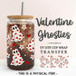 Valentine's Day UV DTF Libbey 16oz Cup Wrap Sticker, Ready to Apply, No Heat, Permanent Adhesive, Waterproof, Glass Can, Heart Ghosties
