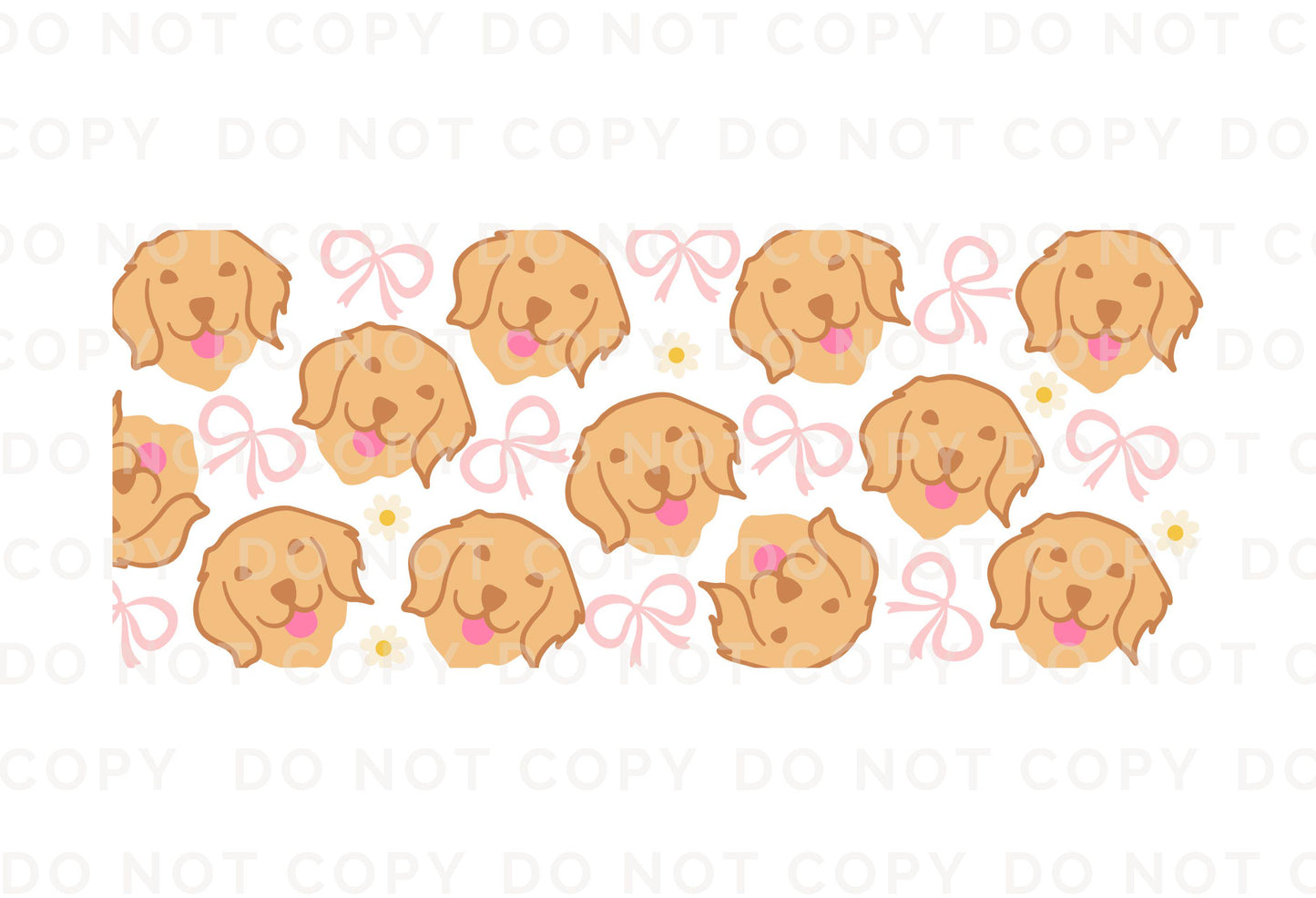 Golden Retriever UV DTF Libbey 16oz Cup Wrap Sticker, Ready to Apply, No Heat, Permanent Adhesive, Waterproof, Glass Can, Dogs and Bows