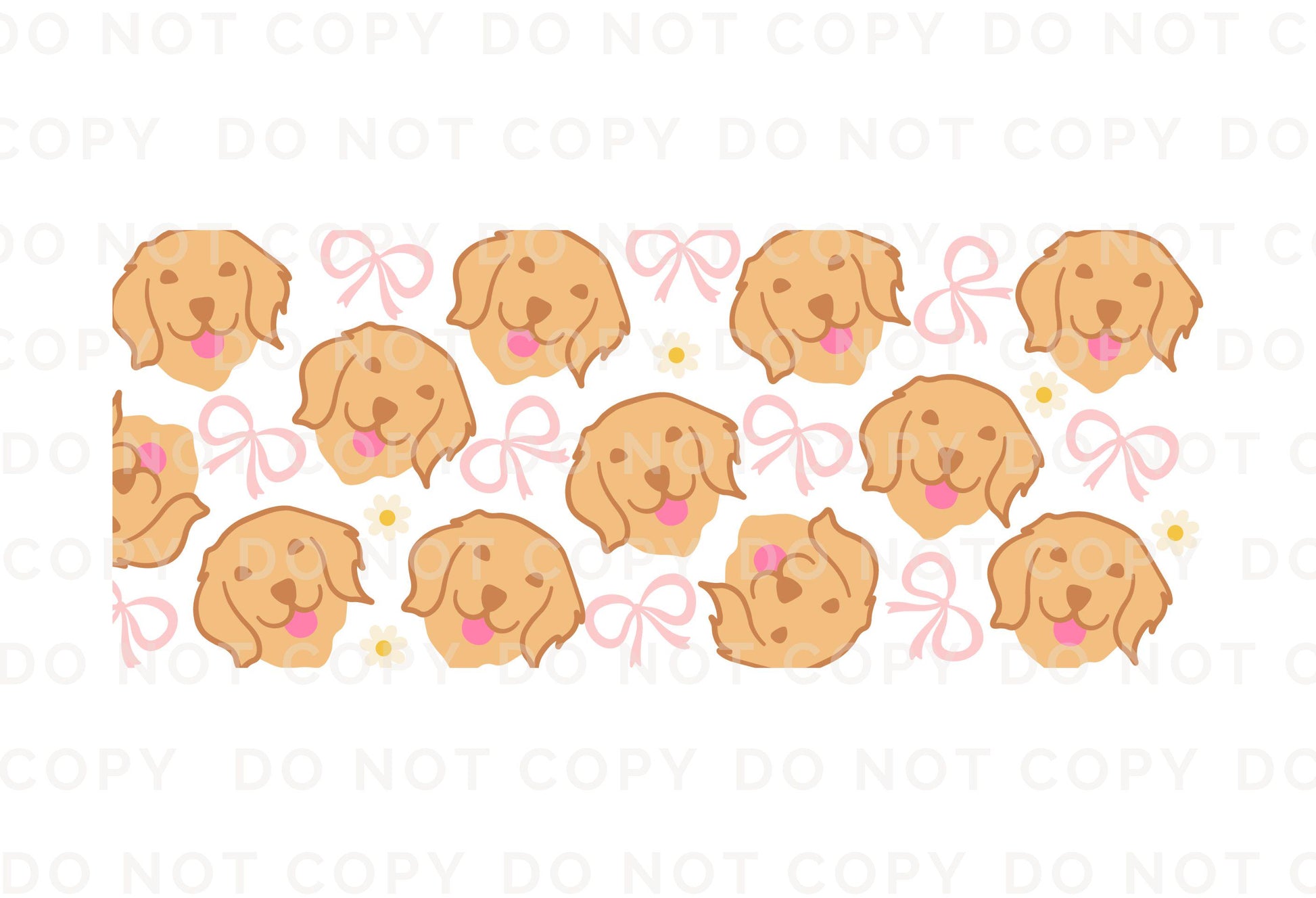 Golden Retriever UV DTF Libbey 16oz Cup Wrap Sticker, Ready to Apply, No Heat, Permanent Adhesive, Waterproof, Glass Can, Dogs and Bows