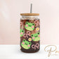 Kawaii Frog UV DTF Libbey 16oz Cup Wrap Sticker, Ready to Apply, No Heat, Permanent Adhesive, Waterproof, Glass Can, Coquette Frogs and Bows