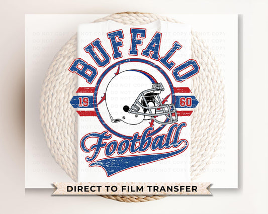 Football DTF Transfers, Ready to Press, T-shirt Transfers, Heat Transfer, Direct to Film, Sports, Full Color, Distressed, Buffalo, New York