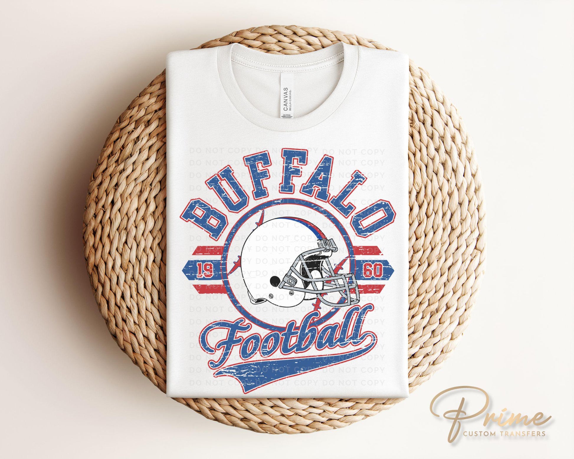 Football DTF Transfers, Ready to Press, T-shirt Transfers, Heat Transfer, Direct to Film, Sports, Full Color, Distressed, Buffalo, New York