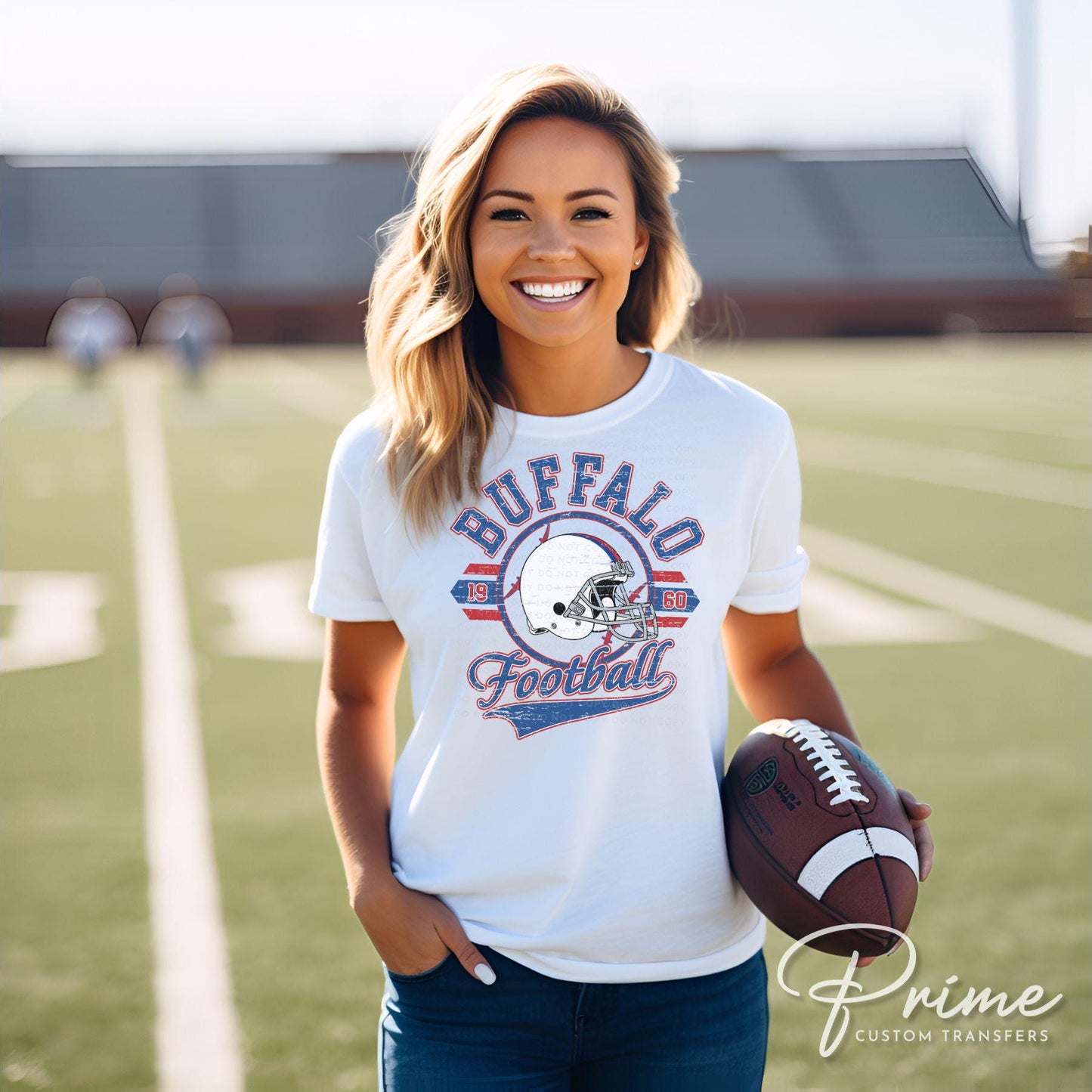 Football DTF Transfers, Ready to Press, T-shirt Transfers, Heat Transfer, Direct to Film, Sports, Full Color, Distressed, Buffalo, New York