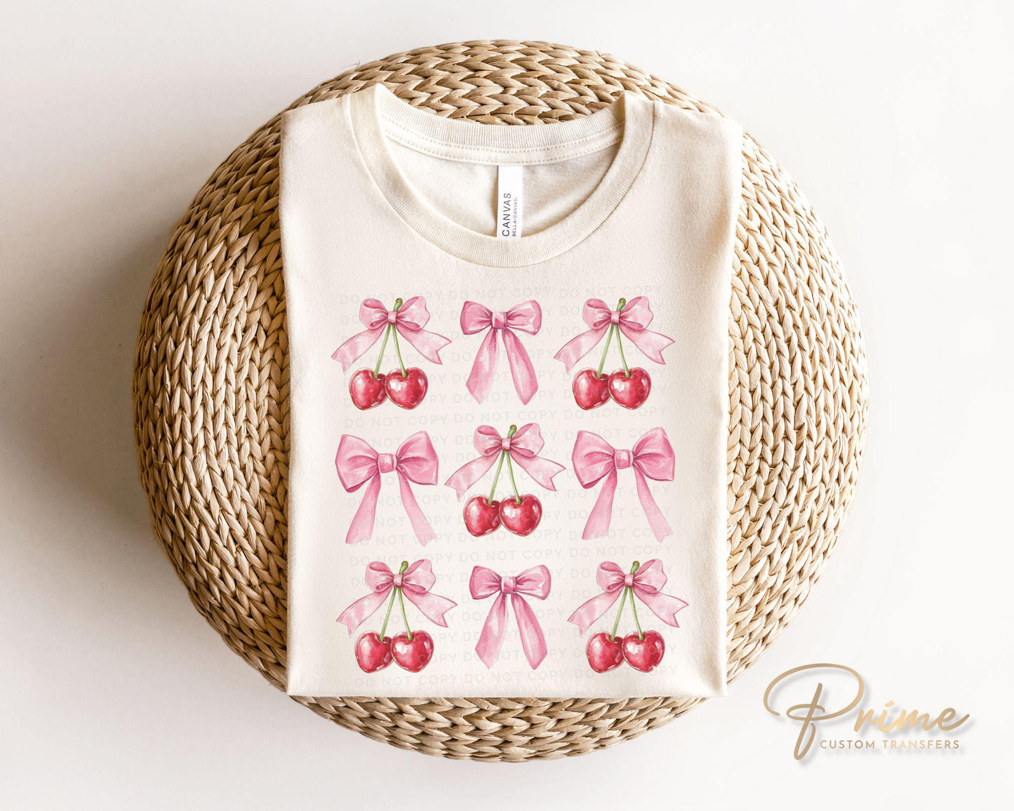 Cherries DTF Transfer, Ready to Press, T-shirt Transfer, Heat Transfer, Direct to Film, Trendy, Girlie, Aesthetic, Coquette Cherries and Bow