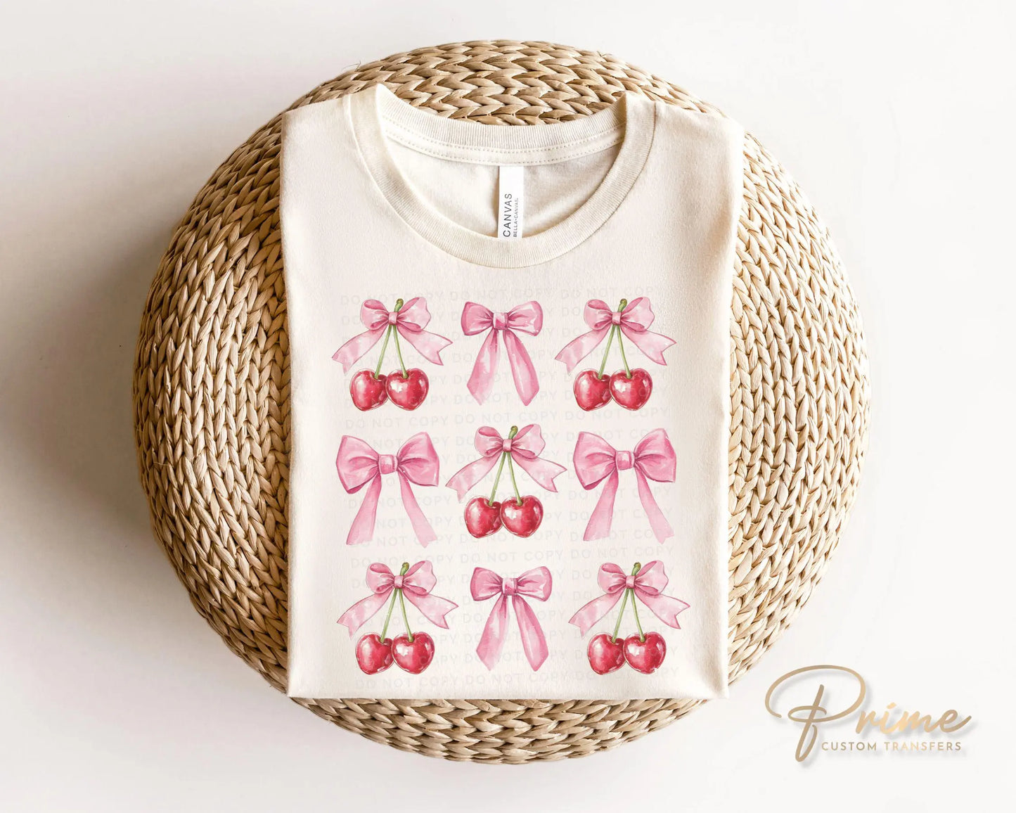 Valentine's Day DTF Transfer, Ready to Press, T-shirt Transfer, Heat Transfer, Direct to Film, Trendy, Girlie, Coquette Bows and Cherries