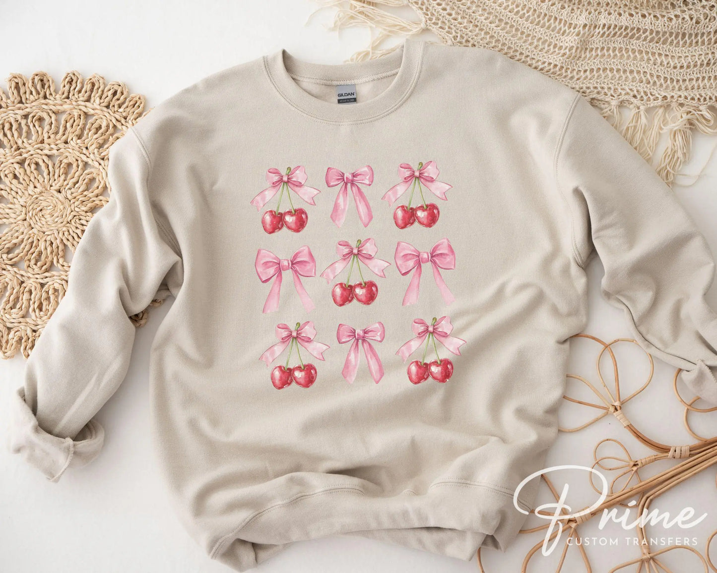 Valentine's Day DTF Transfer, Ready to Press, T-shirt Transfer, Heat Transfer, Direct to Film, Trendy, Girlie, Coquette Bows and Cherries