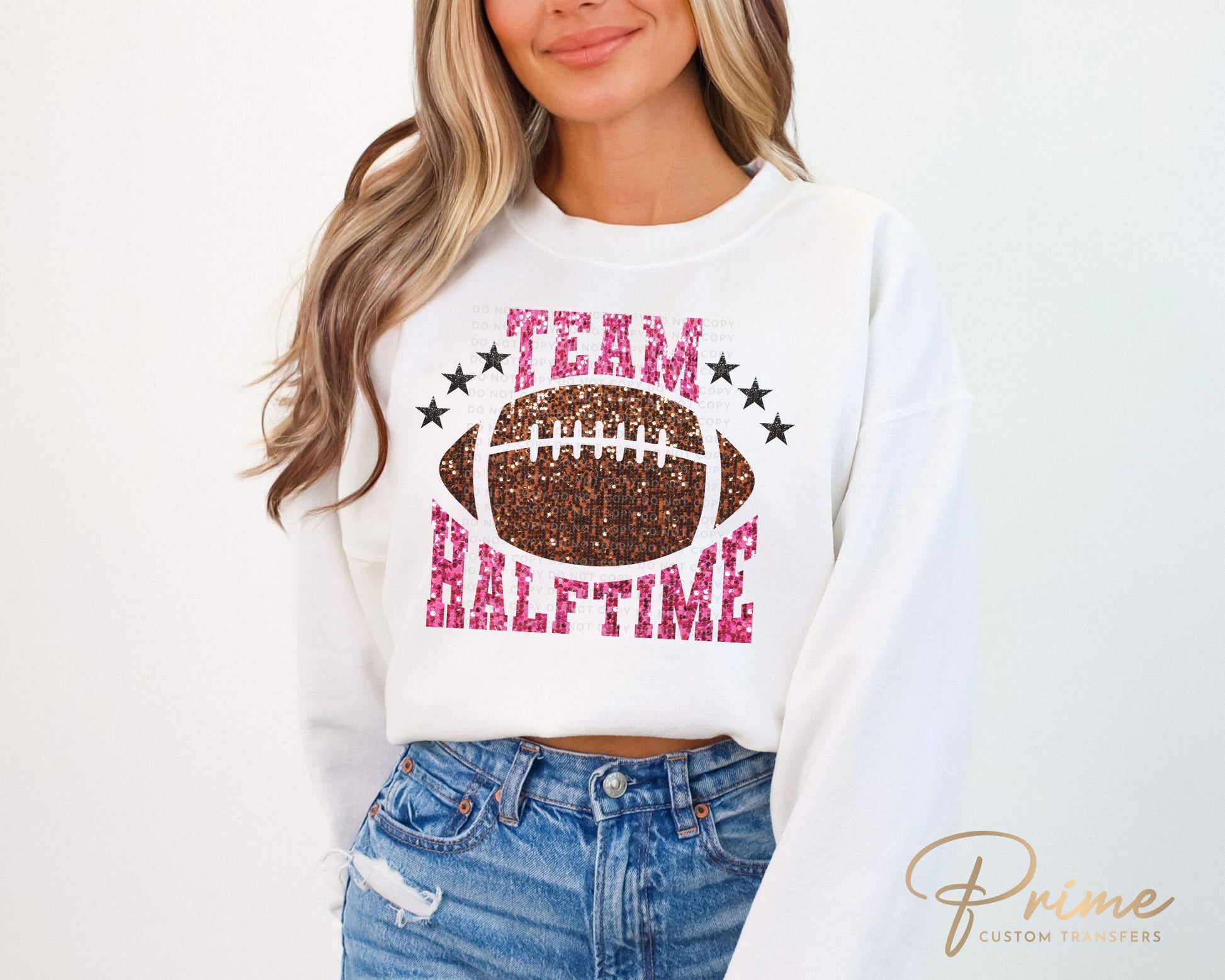Football DTF Transfers, Ready to Press, T-shirt Transfer, Heat Transfer, Direct to Film, Sports Fan, Faux Sequin, Glitter, Team Half Time