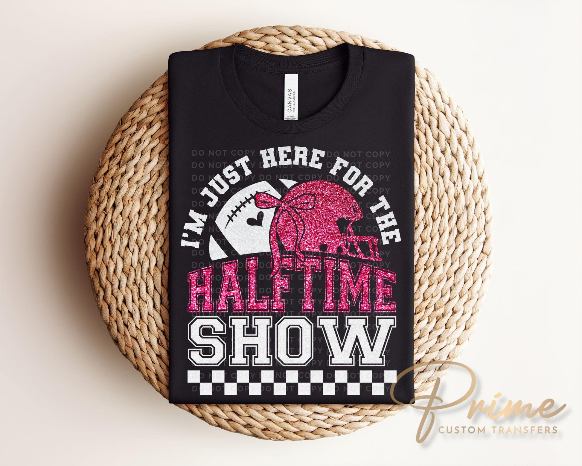 Football DTF Transfer, Ready to Press, Tshirt Transfer, Heat Transfer, Direct to Film, I'm Just Here For Halftime Show Sparkly Faux Sequins