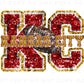Football DTF Transfer, Ready to Press, T-shirt Transfer, Heat Transfer, Direct to Film, Sports Fan, FAUX Glitter, KC Kansas City Faux Sequin
