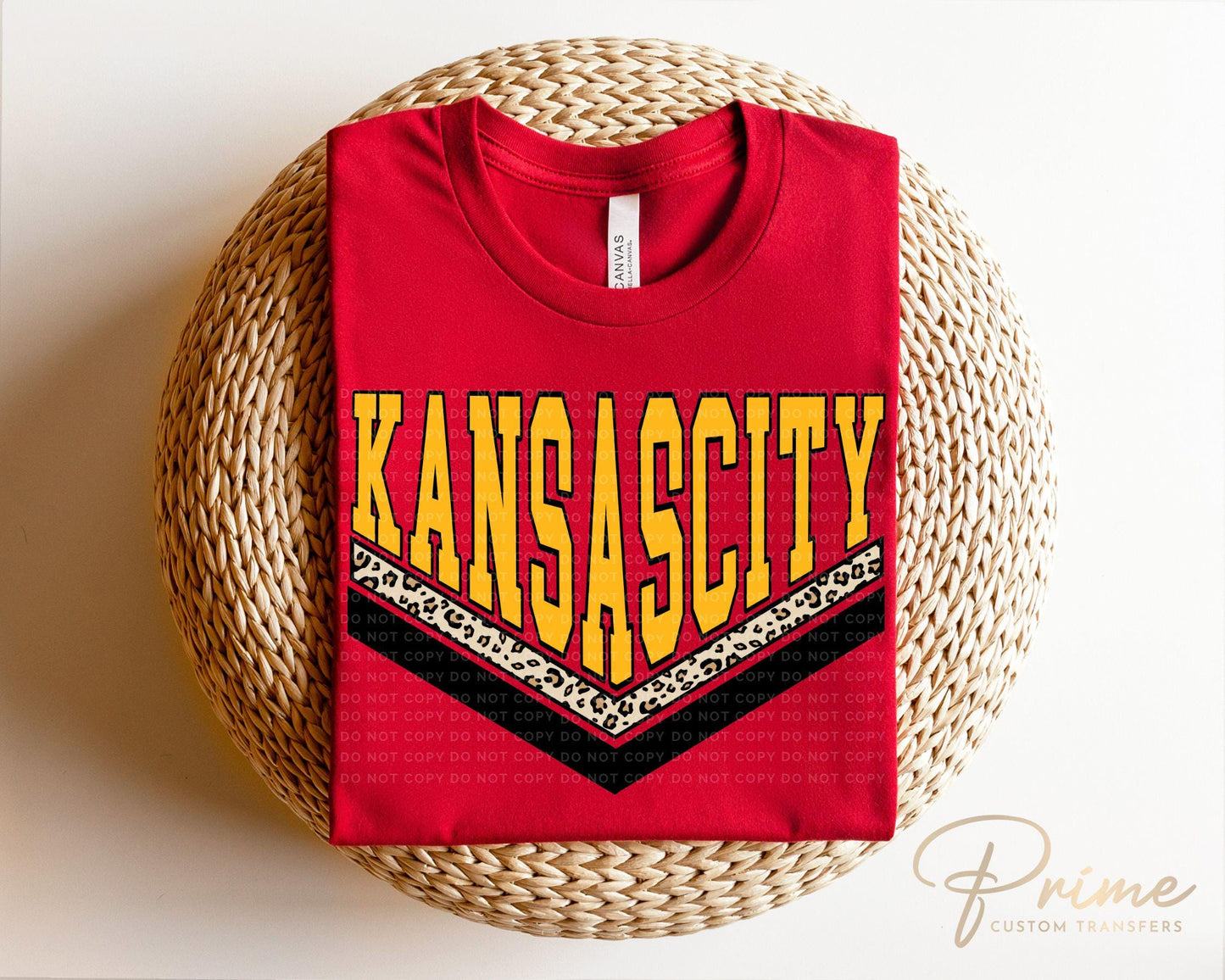 Football DTF Transfers, Ready to Press, T-shirt Transfer, Heat Transfer, Direct to Film, Sports Fan, Game Day, Kansas City Leopard with Gold