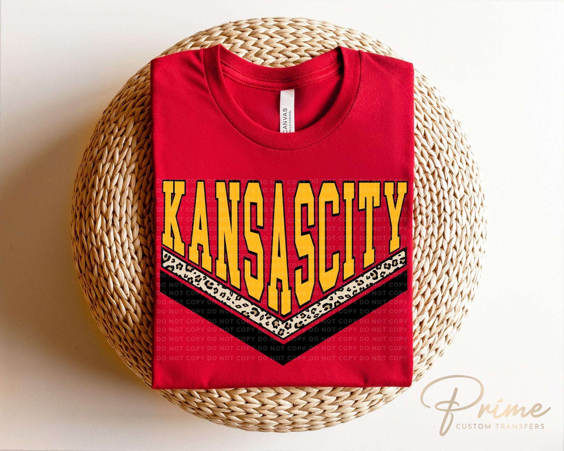 Football DTF Transfers, Ready to Press, T-shirt Transfer, Heat Transfer, Direct to Film, Sports Fan, Game Day, Kansas City Leopard with Gold