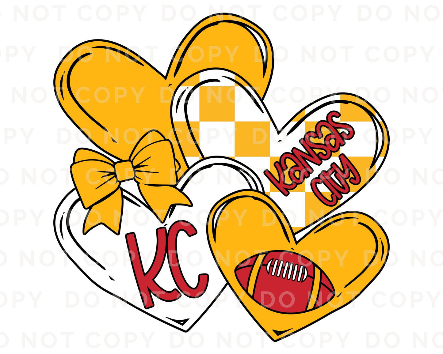 Football DTF Transfers, Ready to Press, T-shirt Transfer, Heat Transfer, Direct to Film, Game Day Sports Fan, KC Kansas City Valentine's Day