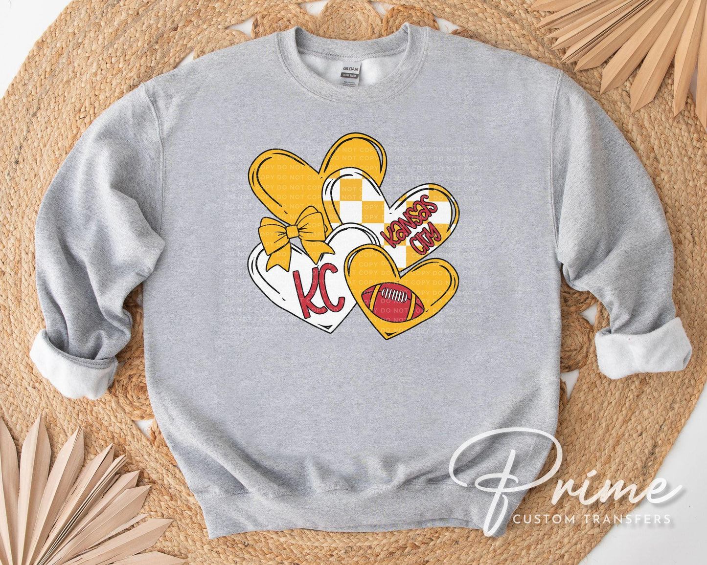 Football DTF Transfers, Ready to Press, T-shirt Transfer, Heat Transfer, Direct to Film, Game Day Sports Fan, KC Kansas City Valentine's Day