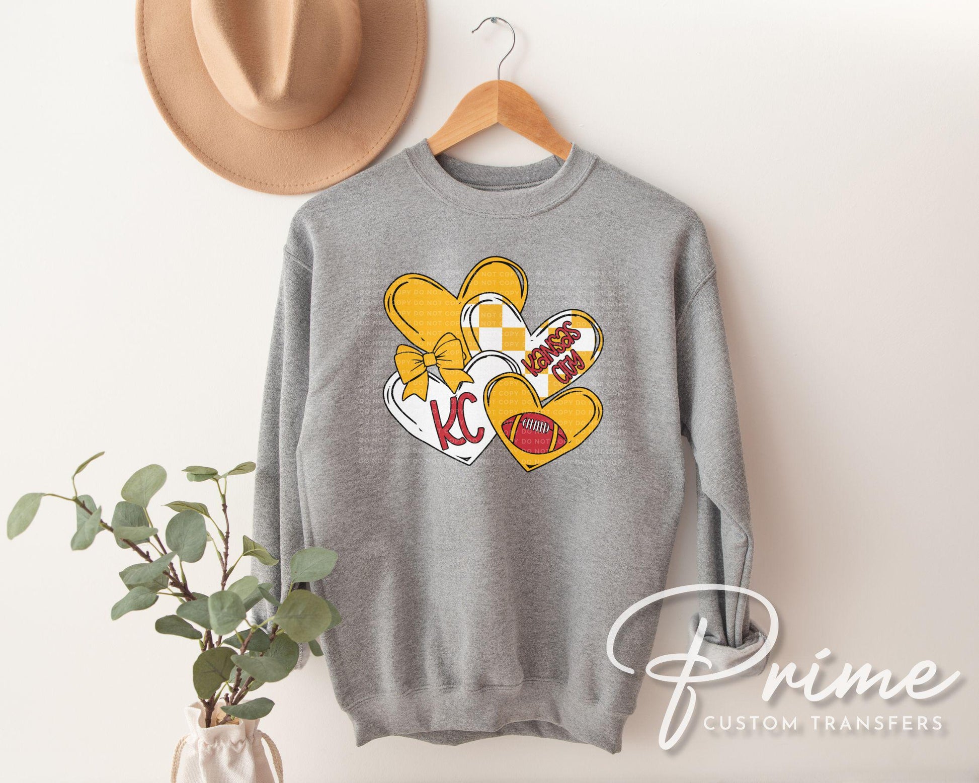 Football DTF Transfers, Ready to Press, T-shirt Transfer, Heat Transfer, Direct to Film, Game Day Sports Fan, KC Kansas City Valentine's Day