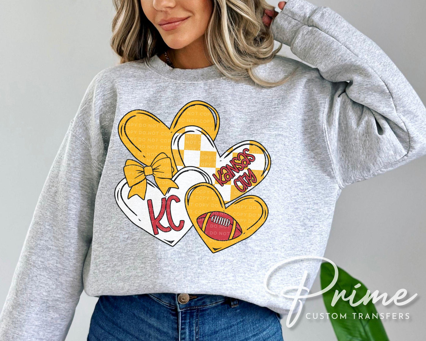 Football DTF Transfers, Ready to Press, T-shirt Transfer, Heat Transfer, Direct to Film, Game Day Sports Fan, KC Kansas City Valentine's Day