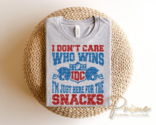 Football DTF Transfer, Ready to Press, Tshirt Transfer, Heat Transfer, Direct to Film, Sports Fan, Game Day, I'm Just Here For The Snacks