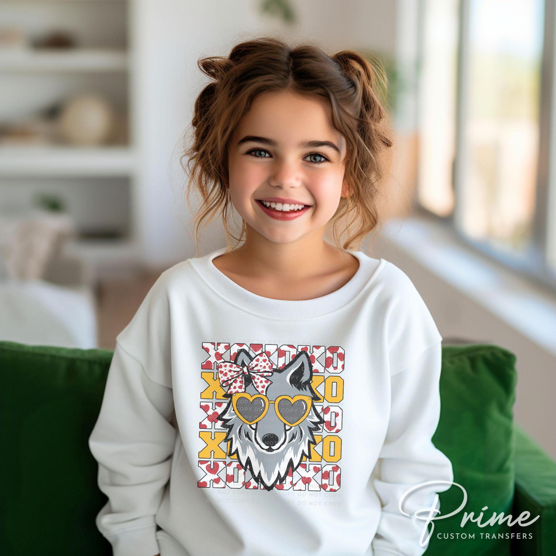 Football DTF Transfers, Ready to Press, T-shirt Transfer, Heat Transfer, Direct to Film, Kansas City, Hearts, Wolf, XOXO KC Football