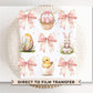 Easter DTF Transfer, Ready to Press, T-shirt Transfer, Heat Transfer, Direct to Film, Floral, Happy Easter Bunny Bow Egg, Coquette Pink Bow