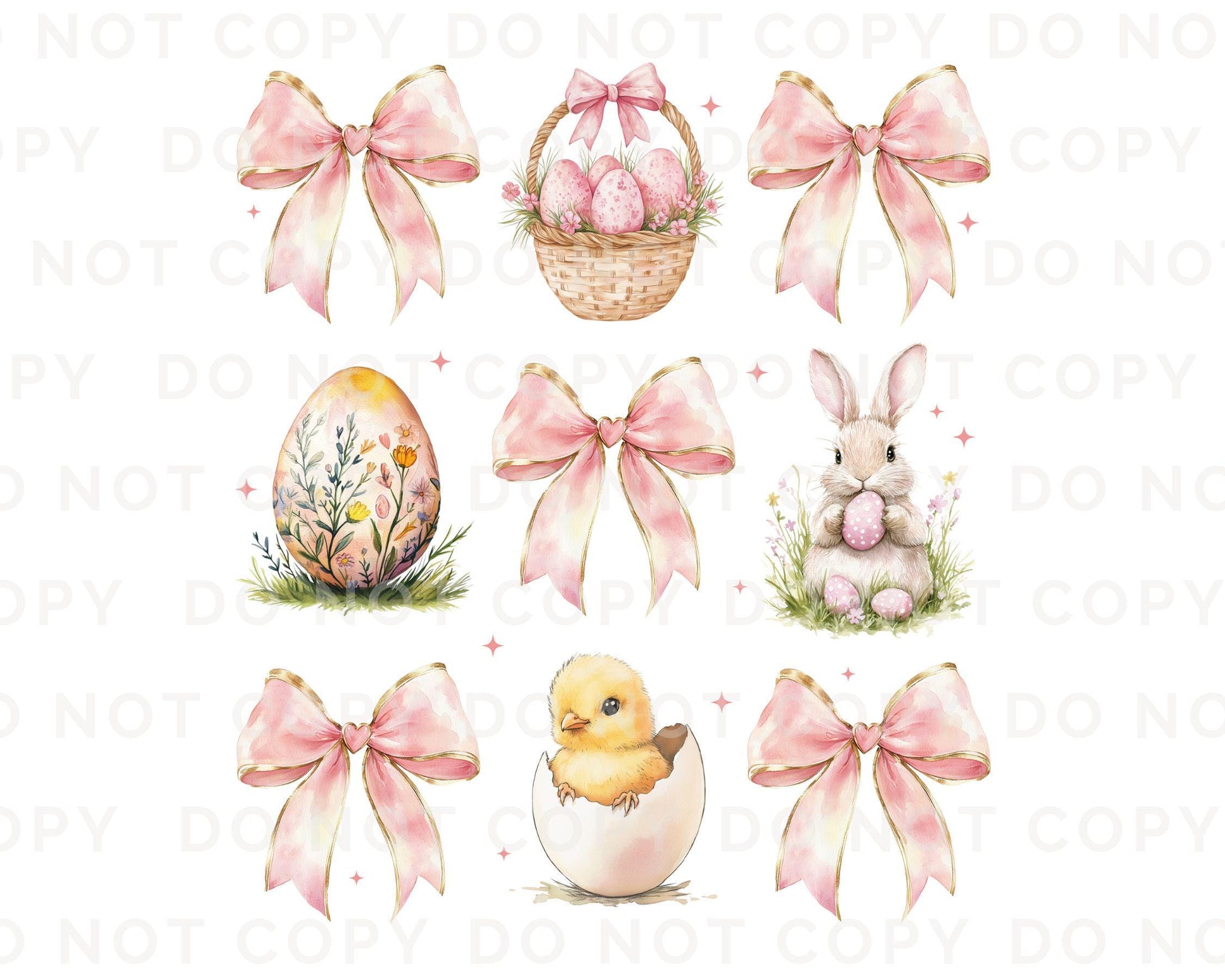 Easter DTF Transfer, Ready to Press, T-shirt Transfer, Heat Transfer, Direct to Film, Floral, Happy Easter Bunny Bow Egg, Coquette Pink Bow