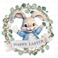 Easter DTF Transfer, Ready to Press, T-shirt Transfer, Heat Transfer, Direct to Film, Floral, Rabbit, Matching, Bunny Happy Easter Wreath