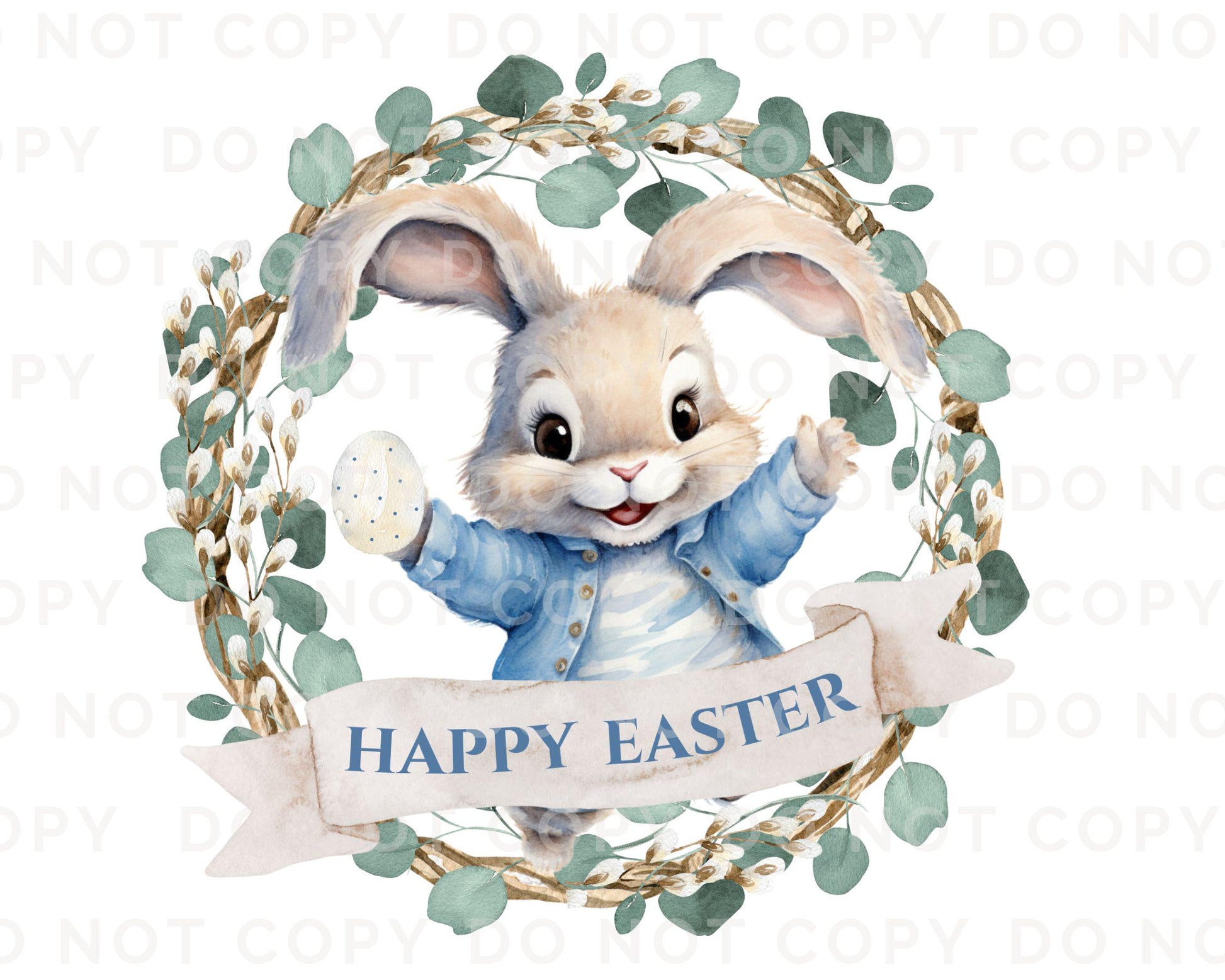 Easter DTF Transfer, Ready to Press, T-shirt Transfer, Heat Transfer, Direct to Film, Floral, Rabbit, Matching, Bunny Happy Easter Wreath
