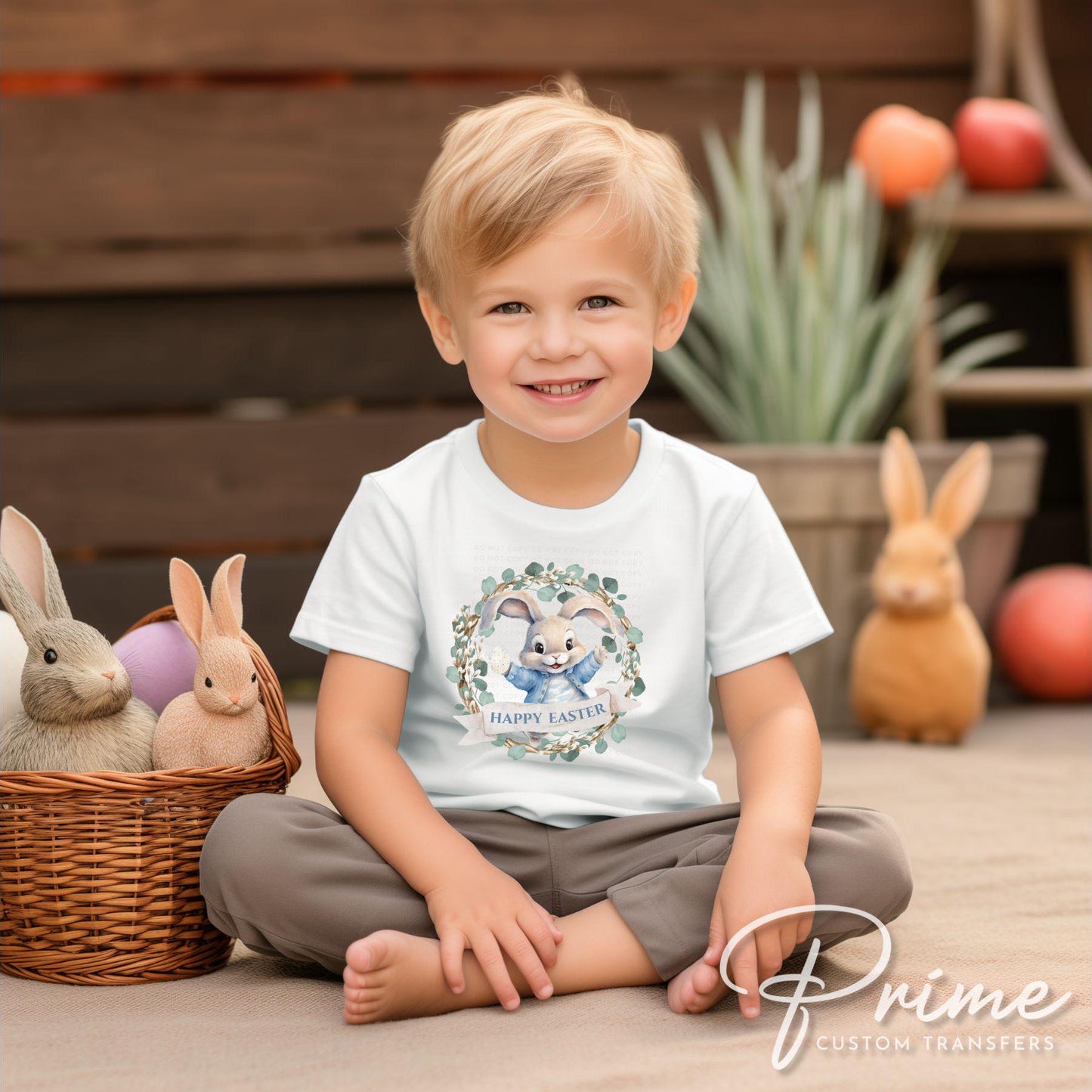 Easter DTF Transfer, Ready to Press, T-shirt Transfer, Heat Transfer, Direct to Film, Floral, Rabbit, Matching, Bunny Happy Easter Wreath