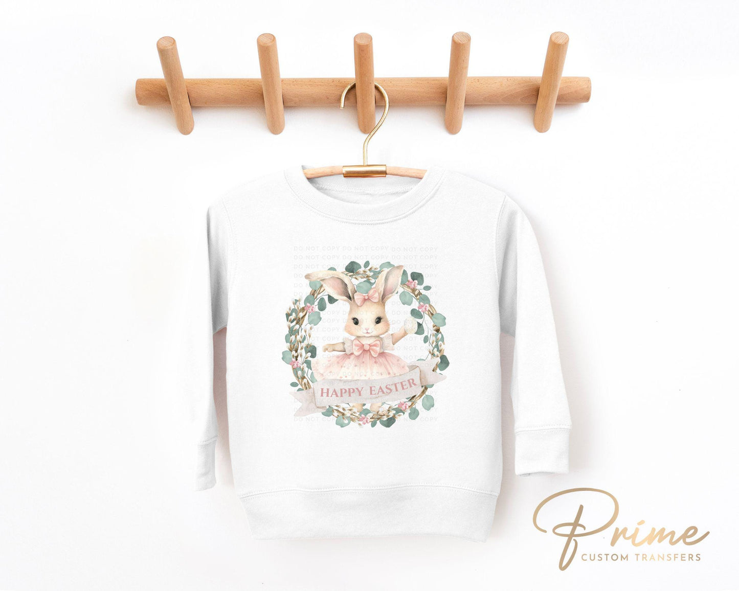 Easter DTF Transfer, Ready to Press, T-shirt Transfer, Heat Transfer, Direct to Film, Floral, Rabbit, Girl Shirt, Bunny Happy Easter Wreath