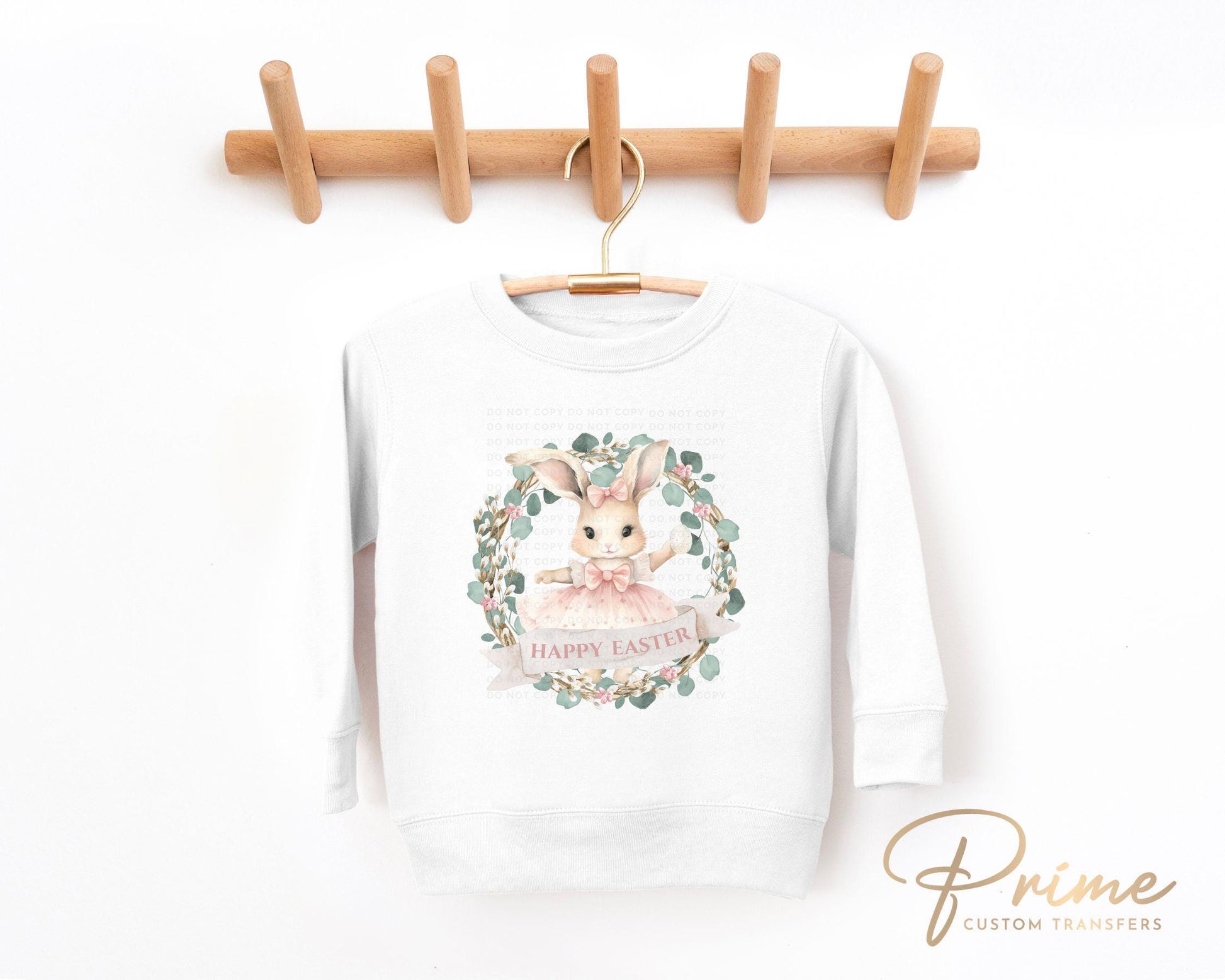 Easter DTF Transfer, Ready to Press, T-shirt Transfer, Heat Transfer, Direct to Film, Floral, Rabbit, Girl Shirt, Bunny Happy Easter Wreath