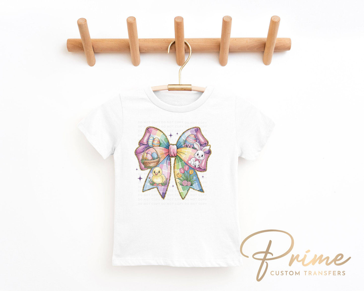 Easter DTF Transfers, Ready to Press, T-shirt Transfers, Heat Transfer, Direct to Film, Holiday, Floral, Spring, Easter Bunny Coquette Bow