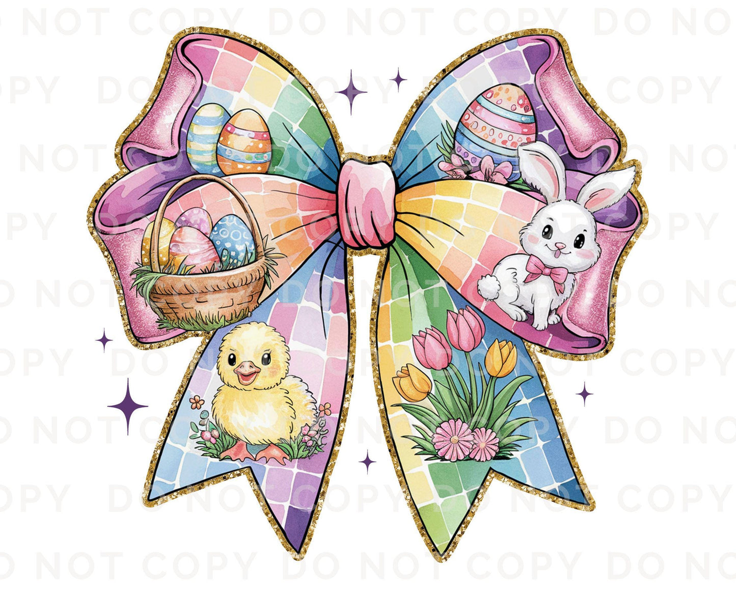 Easter DTF Transfers, Ready to Press, T-shirt Transfers, Heat Transfer, Direct to Film, Holiday, Floral, Spring, Easter Bunny Coquette Bow