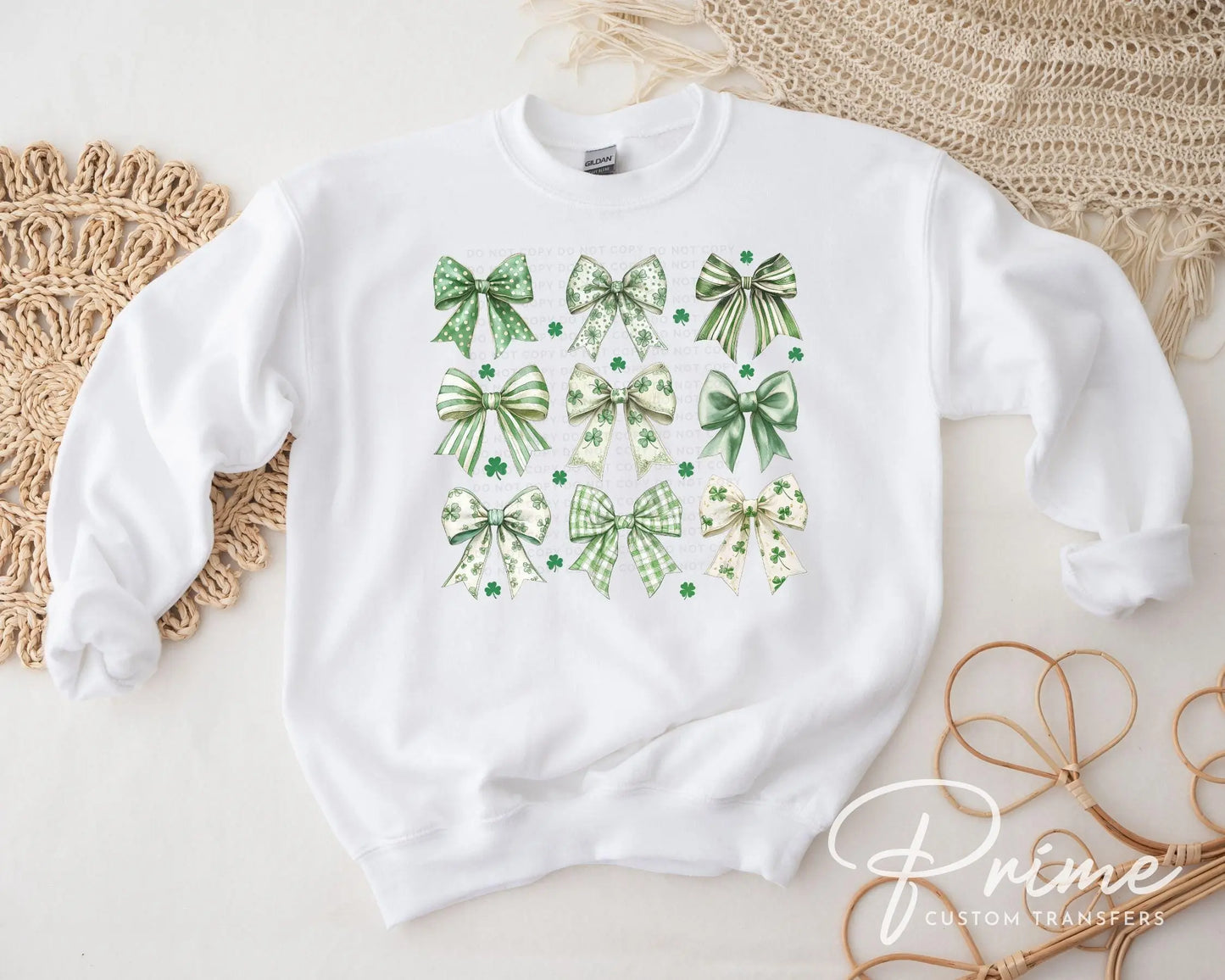 St. Patrick's Day DTF Transfer, Ready to Press, T-shirt Transfer, Heat Transfer, Direct to Film, Lucky Shamrock, Trendy Coquette Clover Bows
