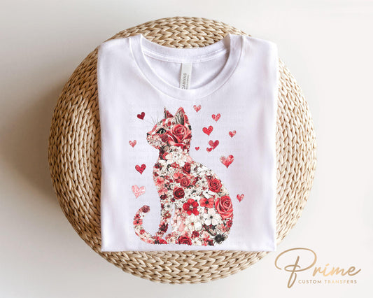 Valentine's Day DTF Transfers, Ready to Press, T-shirt Transfers, Heat Transfer, Direct to Film, Holiday, Pet Mom, Roses, Love, Cat Lover