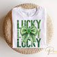 St. Patrick's Day DTF Transfer, Ready to Press, T-shirt Transfer, Heat Transfer, Direct to Film, Cute Shamrock, Coquette FAUX Glitter Lucky