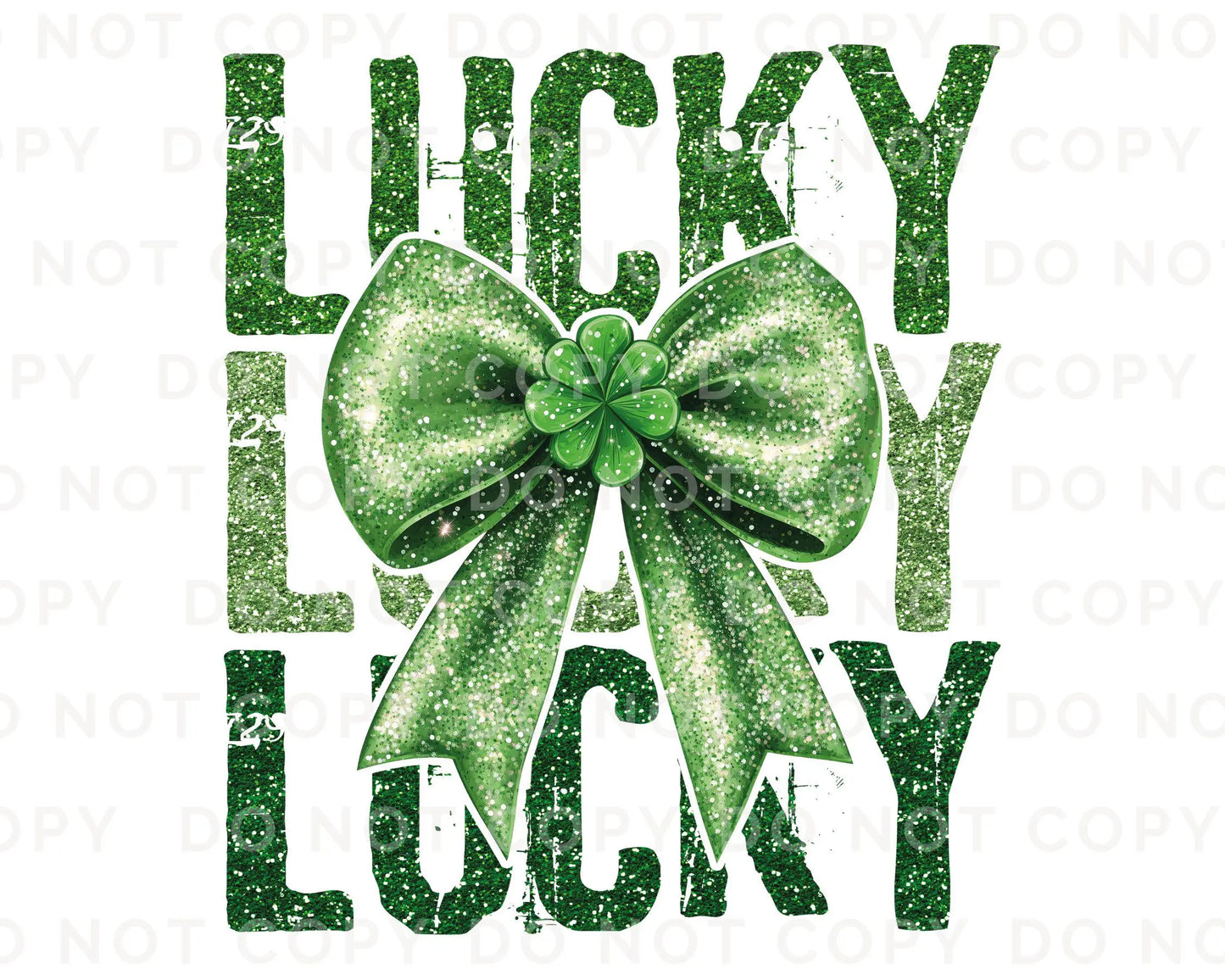 St. Patrick's Day DTF Transfer, Ready to Press, T-shirt Transfer, Heat Transfer, Direct to Film, Cute Shamrock, Coquette FAUX Glitter Lucky
