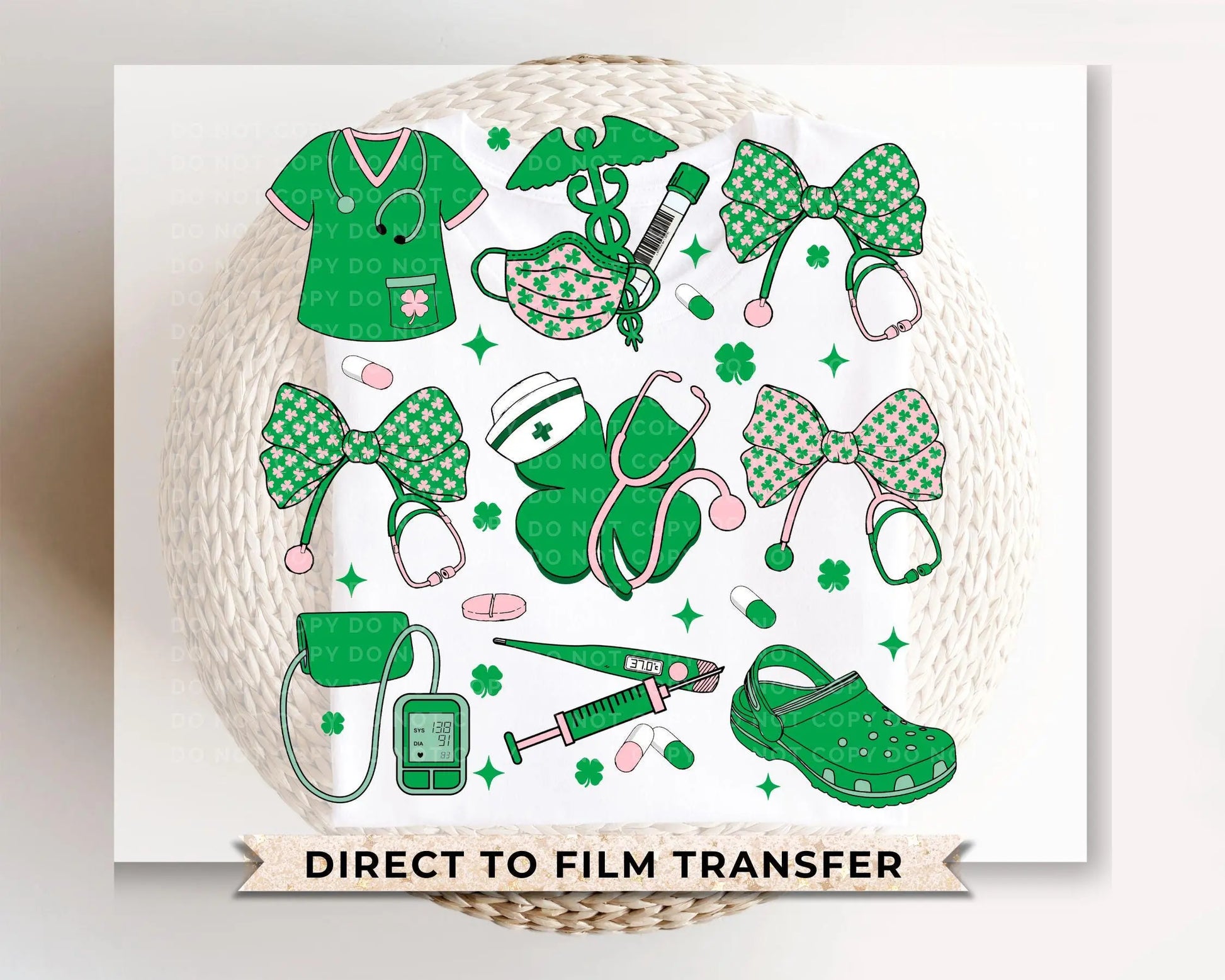 St. Patrick's Day DTF Transfers, Ready to Press, T-shirt Transfers, Heat Transfer, Direct to Film, Saint Patties, Shamrocks, Nurse Coquette