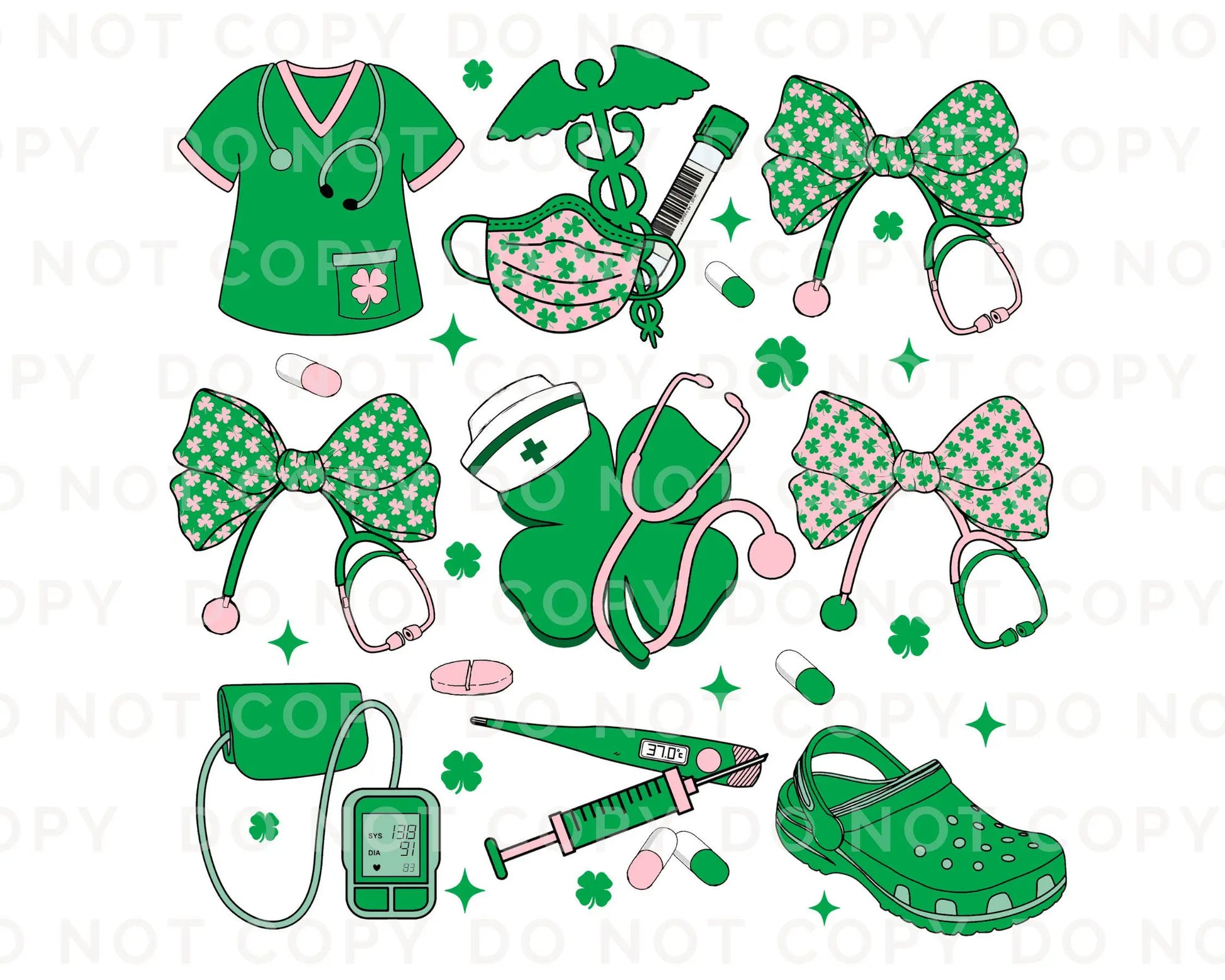 St. Patrick's Day DTF Transfers, Ready to Press, T-shirt Transfers, Heat Transfer, Direct to Film, Saint Patties, Shamrocks, Nurse Coquette