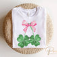 St. Patrick's Day DTF Transfer, Ready to Press, T-shirt Transfer, Heat Transfer, Direct to Film, St. Patties, Pink Bow, Coquette Shamrocks