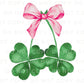 St. Patrick's Day DTF Transfer, Ready to Press, T-shirt Transfer, Heat Transfer, Direct to Film, St. Patties, Pink Bow, Coquette Shamrocks
