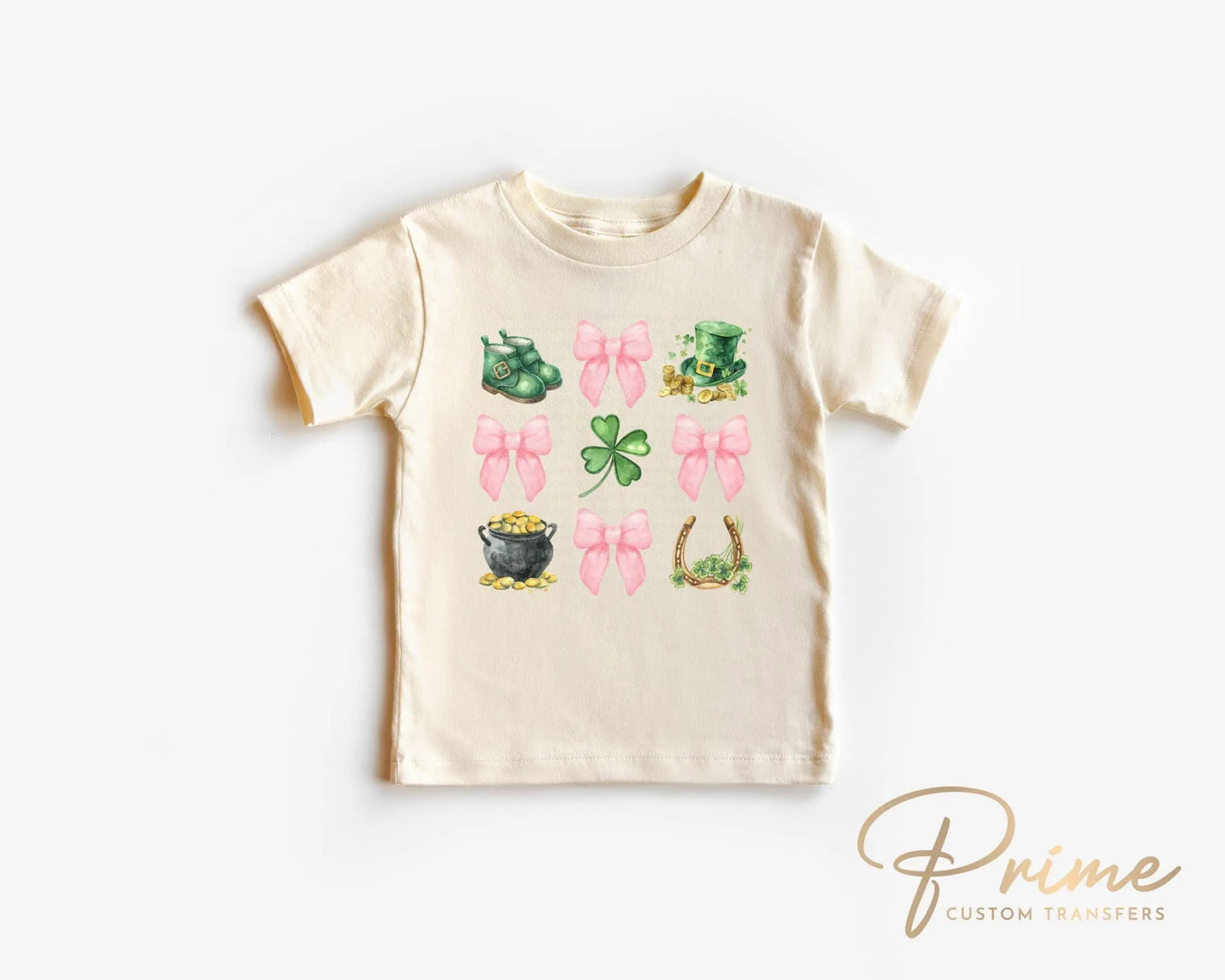 St. Patrick's Day DTF Transfer, Ready to Press, T-shirt Transfer, Heat Transfer, Direct to Film, Shamrock, Pink Bow, Coquette St Patties Day