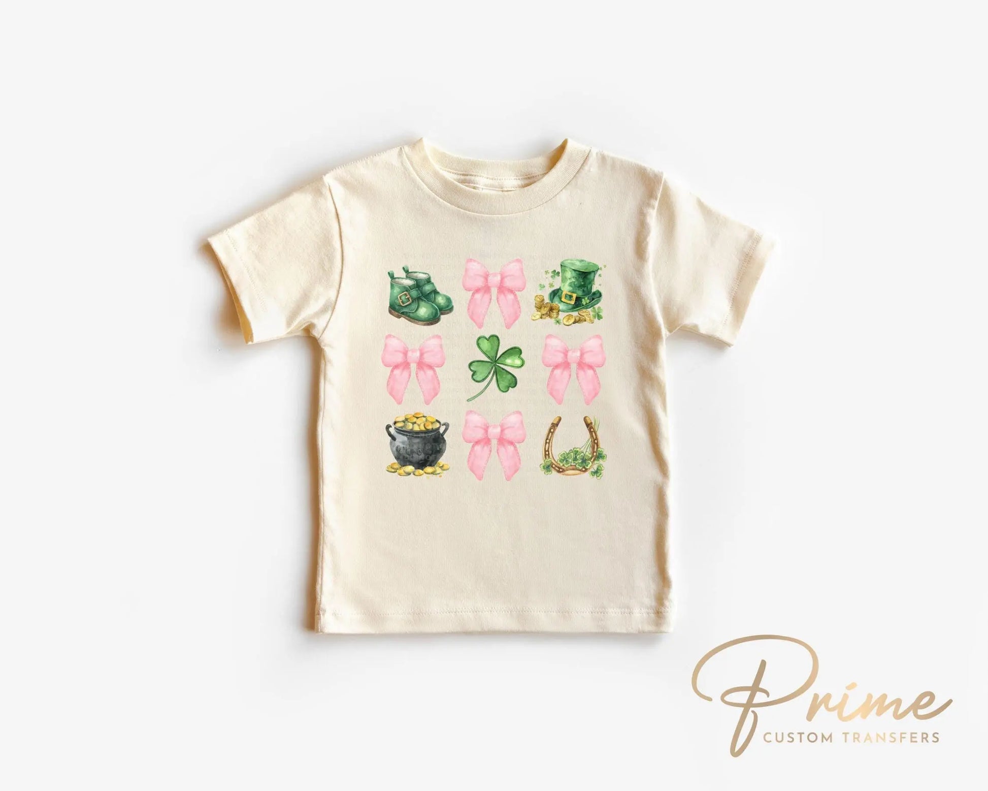 St. Patrick's Day DTF Transfer, Ready to Press, T-shirt Transfer, Heat Transfer, Direct to Film, Shamrock, Pink Bow, Coquette St Patties Day