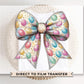 Easter DTF Transfers, Ready to Press, T-shirt Transfers, Heat Transfer, Direct to Film, Holiday, Trendy, Pink Bow, Coquette Easter Eggs