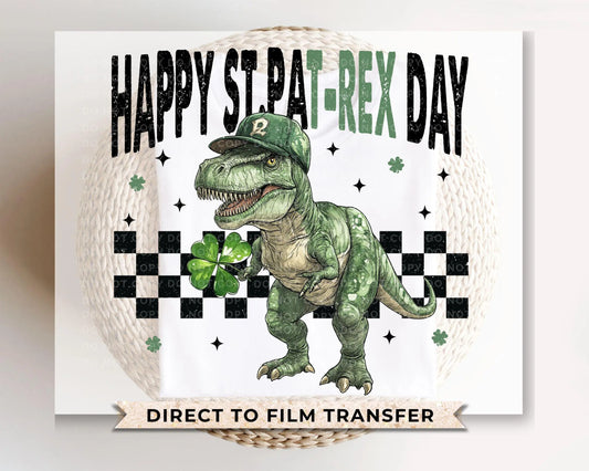 St. Patrick's Day DTF Transfer, Ready to Press, T-shirt Transfer, Heat Transfer, Direct to Film, Shamrock, St. Patties, Kid, T-Rex, Dinosaur