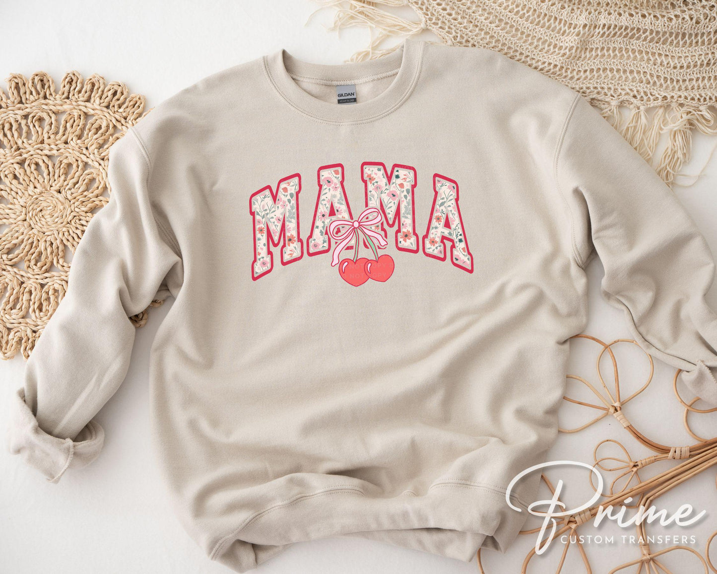 Mother's Day DTF Transfers, Ready to Press, T-shirt Transfers, Heat Transfer, Direct to Film, Motherhood, Ribbon, Cherry Bow Coquette Mama